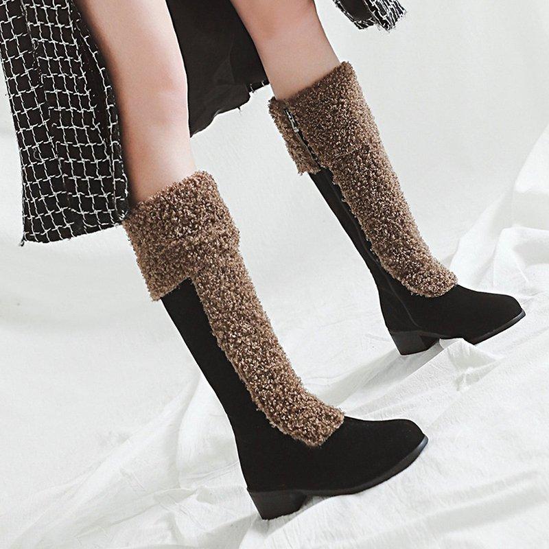 Women Zipper Casual Snow Knee Booties