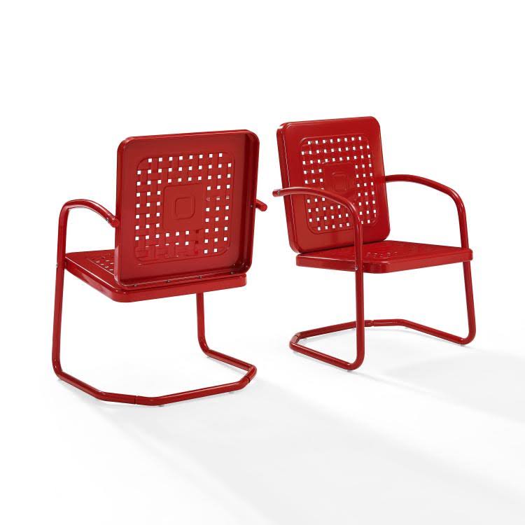 Crosley Bates Metal Patio Chair in Red (Set of 2) - CO1025-RE