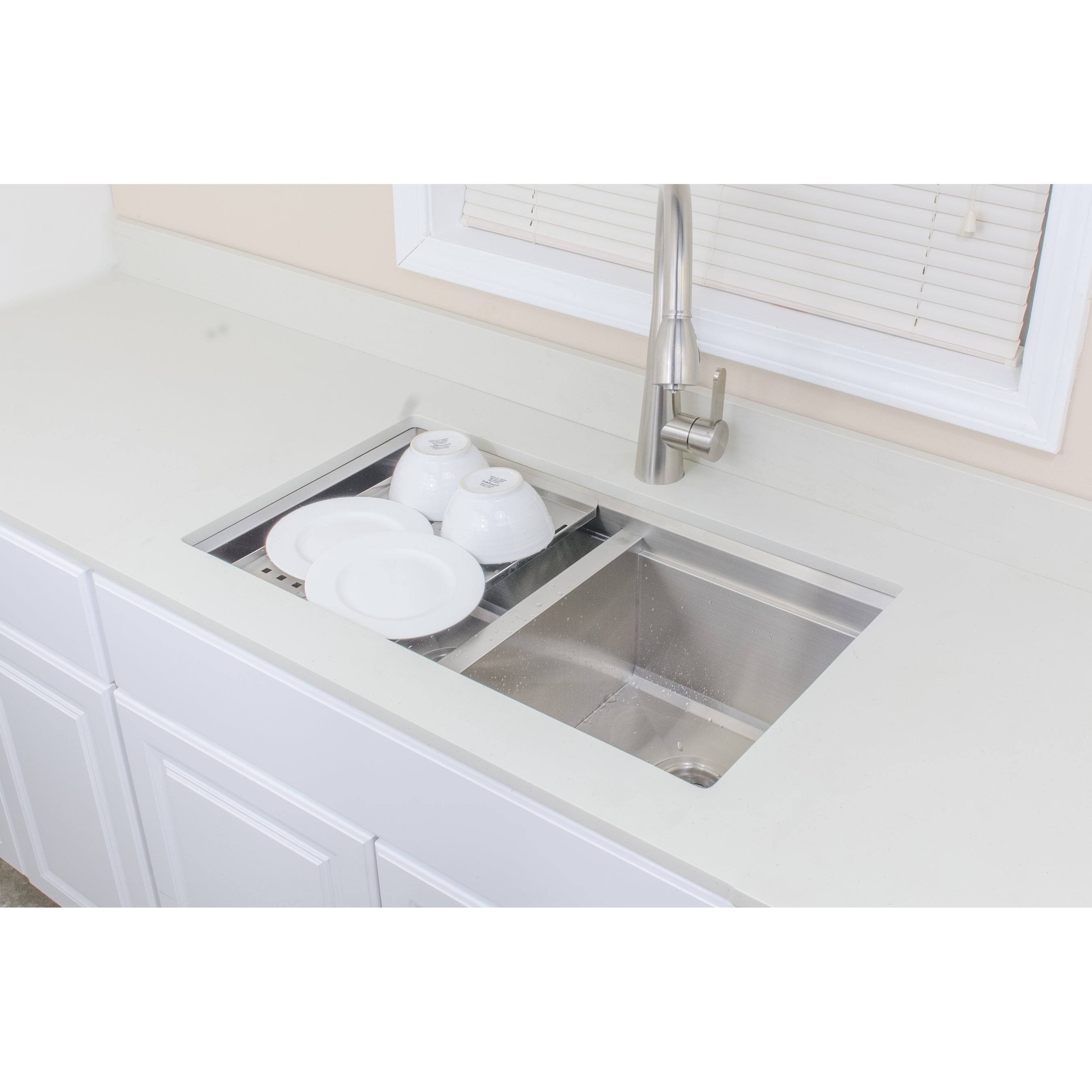Wells Sinkware 3D Series 32-Inch Undermount 50-50 Double Stainless Steel Kitchen Sink w/ Companion Colander and Cutting Board