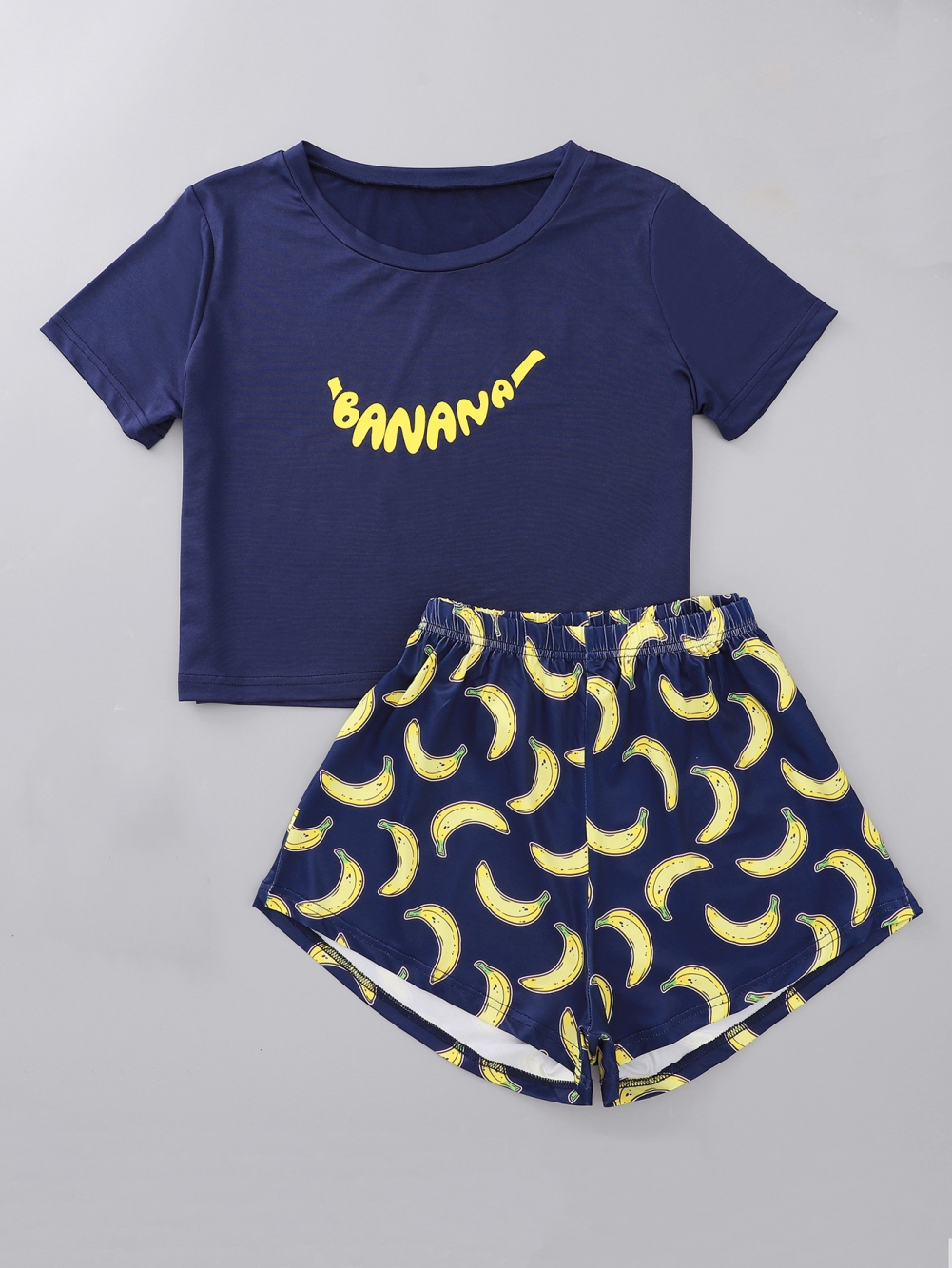 Women Summer Print Two Piece Shorts Pajama Set