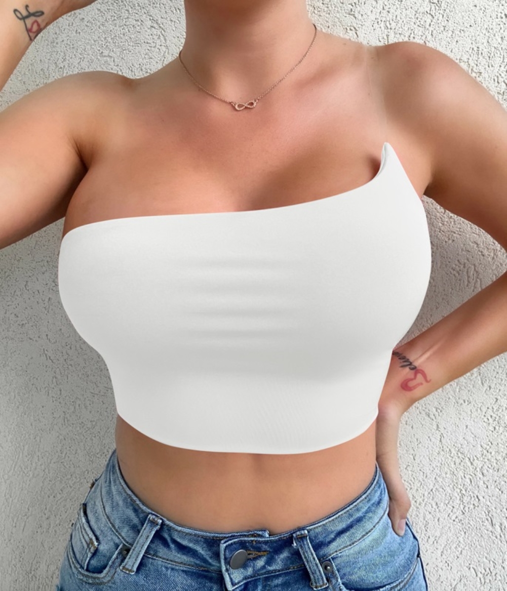 Solid Color Irregular Sexy Crop Top