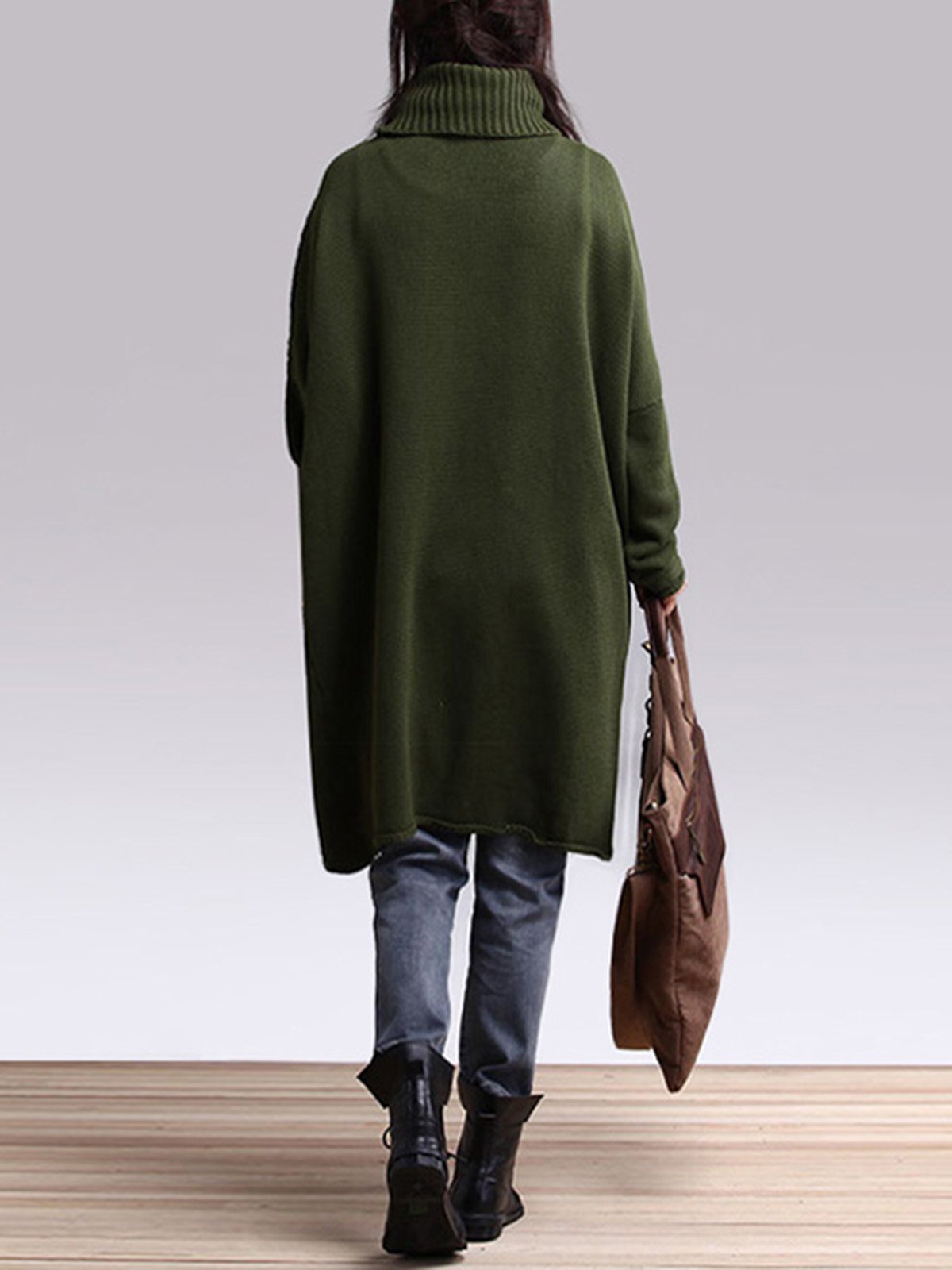 Casual Turtleneck Asymmetrical Long Sleeve Sweater