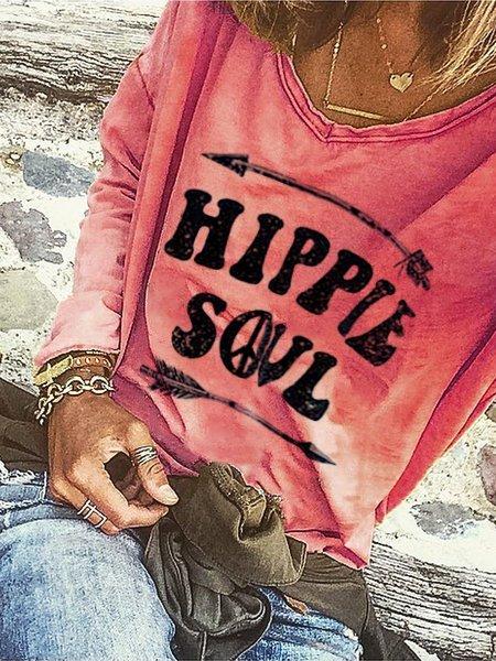 Casual Long Sleeve Letter Shirts & Tops