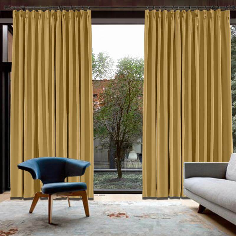 Pinch Pleat Room Darkening Blackout Curtain with Liner Capri