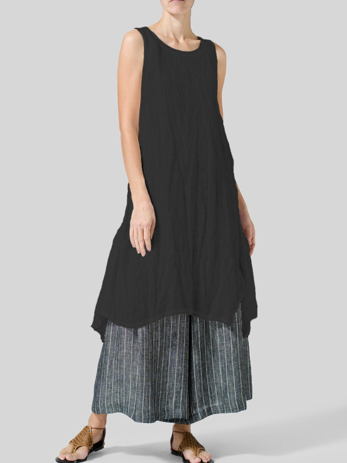 Plus Size Casual Solid Sleeveless Tops