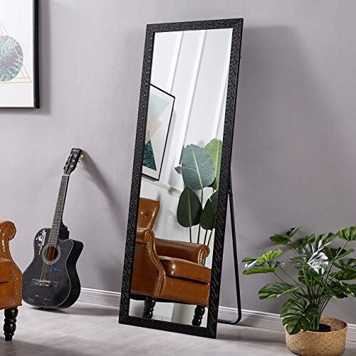 Floor Length Mirror or Wall Mirror with Black Mosaic Frame for Home/-65 x22 inch