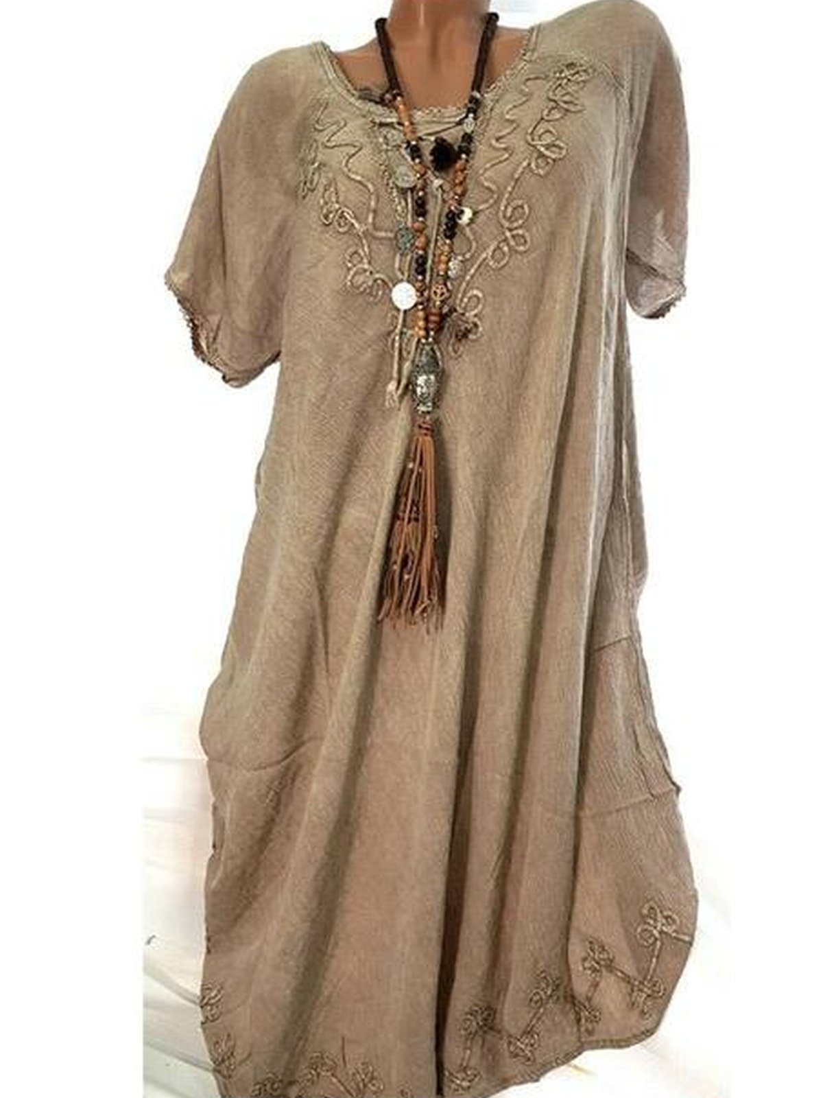 Casual Crew Neck Short Sleeve Dresses