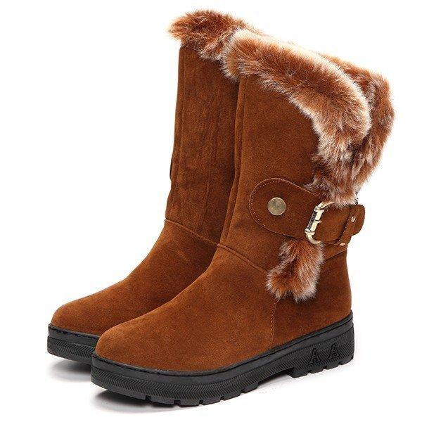 Winter Suede Round Toe Warm Ankle Boots