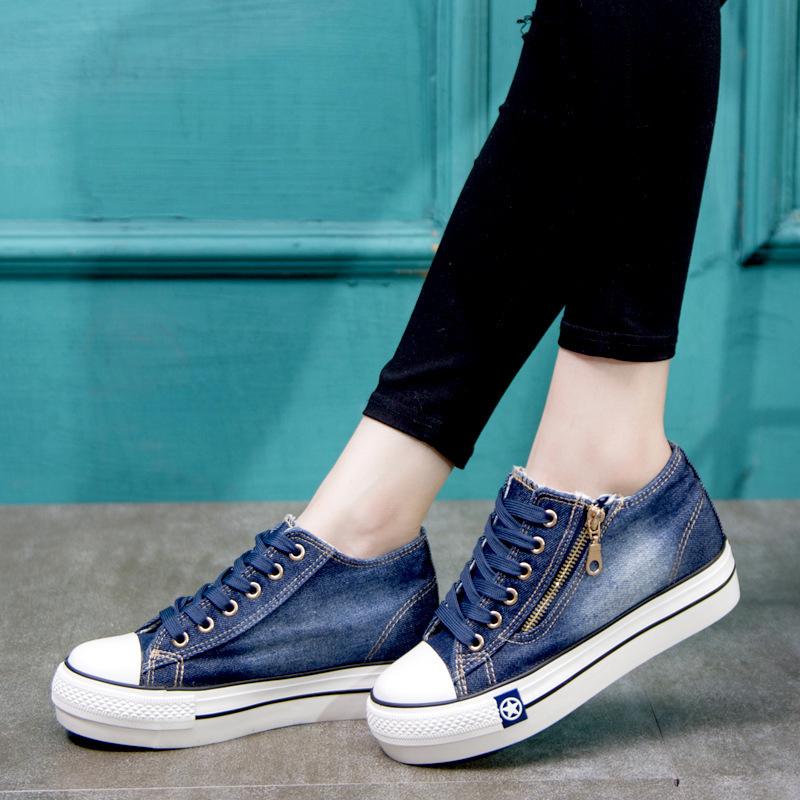 Women Denim Sneakers Casual Comfort Plus Size Shoes