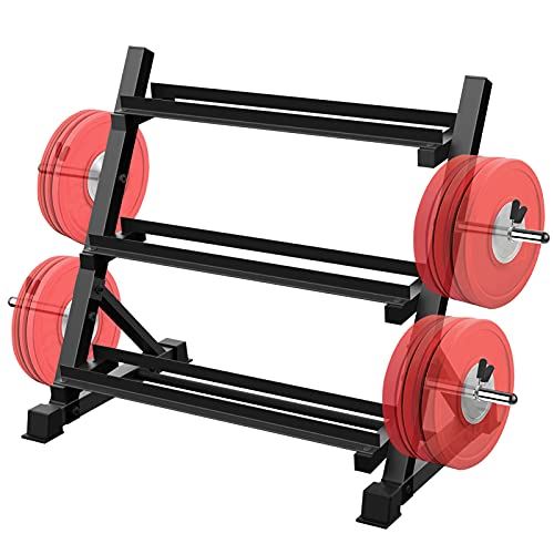 Balelinko 3-Tier Adjustable Width Dumbbell Barbell Weight Rack, 1300 lbs Weight Capacity Storage Stand, Black