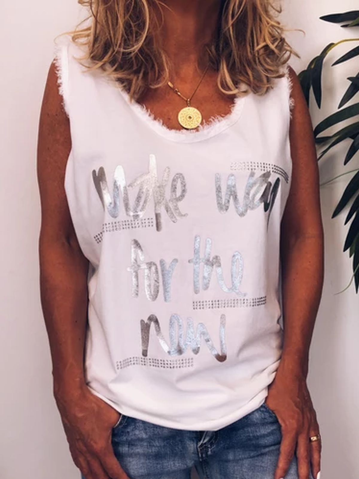 White Cotton Sleeveless Shirts & Tops