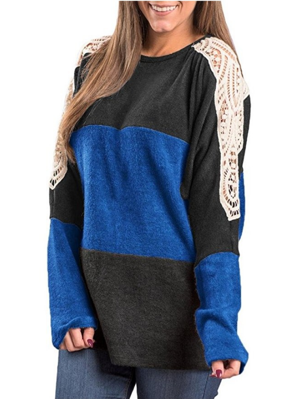 Paneled Vintage Floral-embroidered Long Sleeve Blouse & Shirts