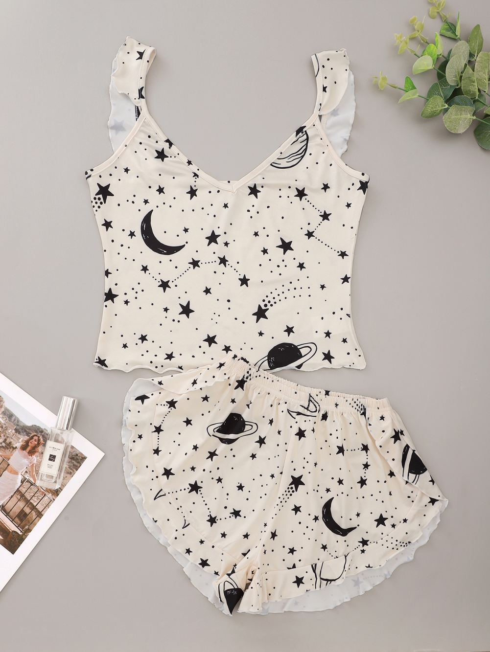 Women Summer Print Two Piece Shorts Pajama Set