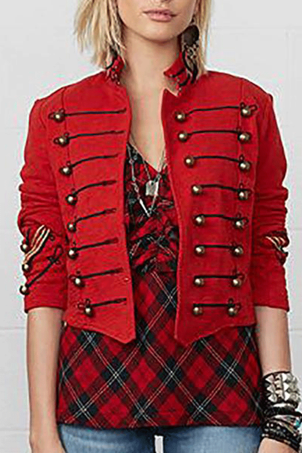 England Suit Collar Decorative Button Short Blazer