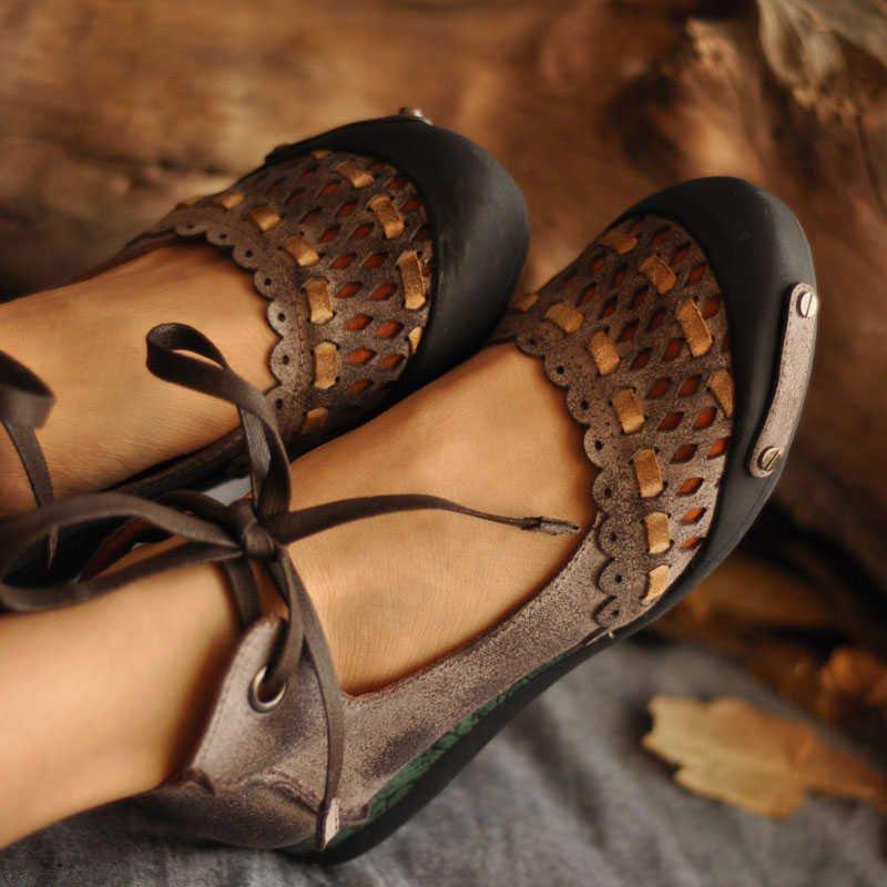 Hollow-Out Flat Heel Suede Loafers