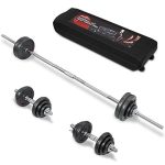 Dumbbell Set 110lbs Chrome Coated with Carry Case, Connector, 20 Weight Plates, 2 Dumbbell Handles & 6 Collars (Black)