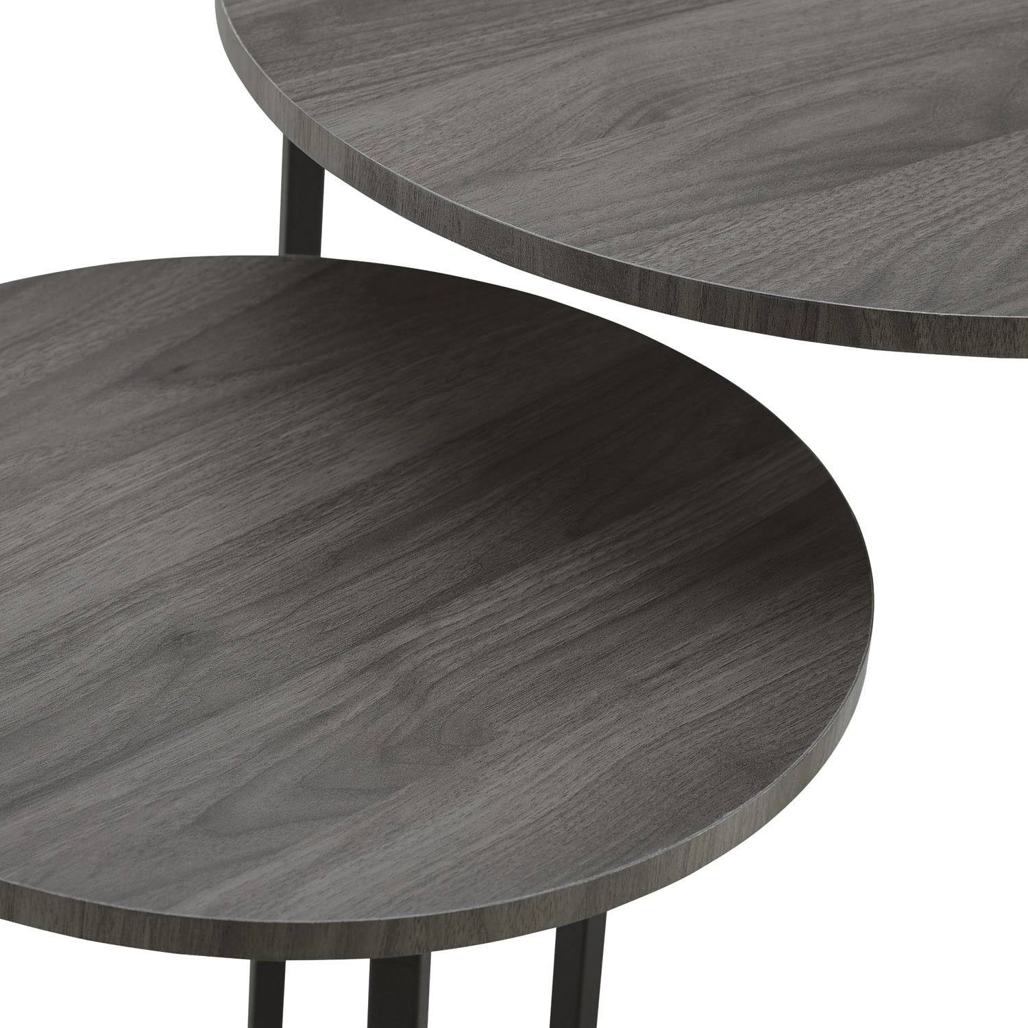 Walker Edison 2 Piece V Leg Nesting Side Tables Dark Walnut Black