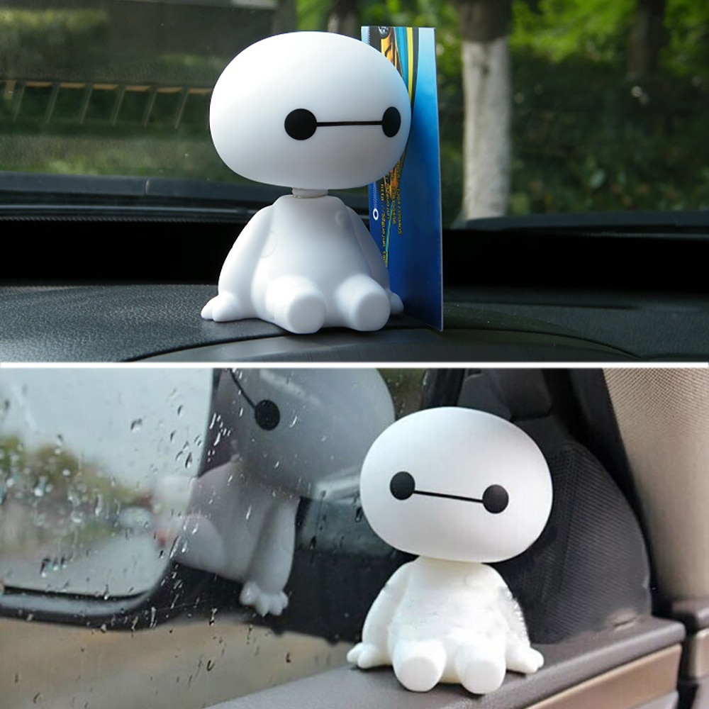 Cartoon Plastic Baymax Robot Shaking Head Figure Car Ornaments Auto Interior Decorations Big Hero Doll Toys Ornament Accessories