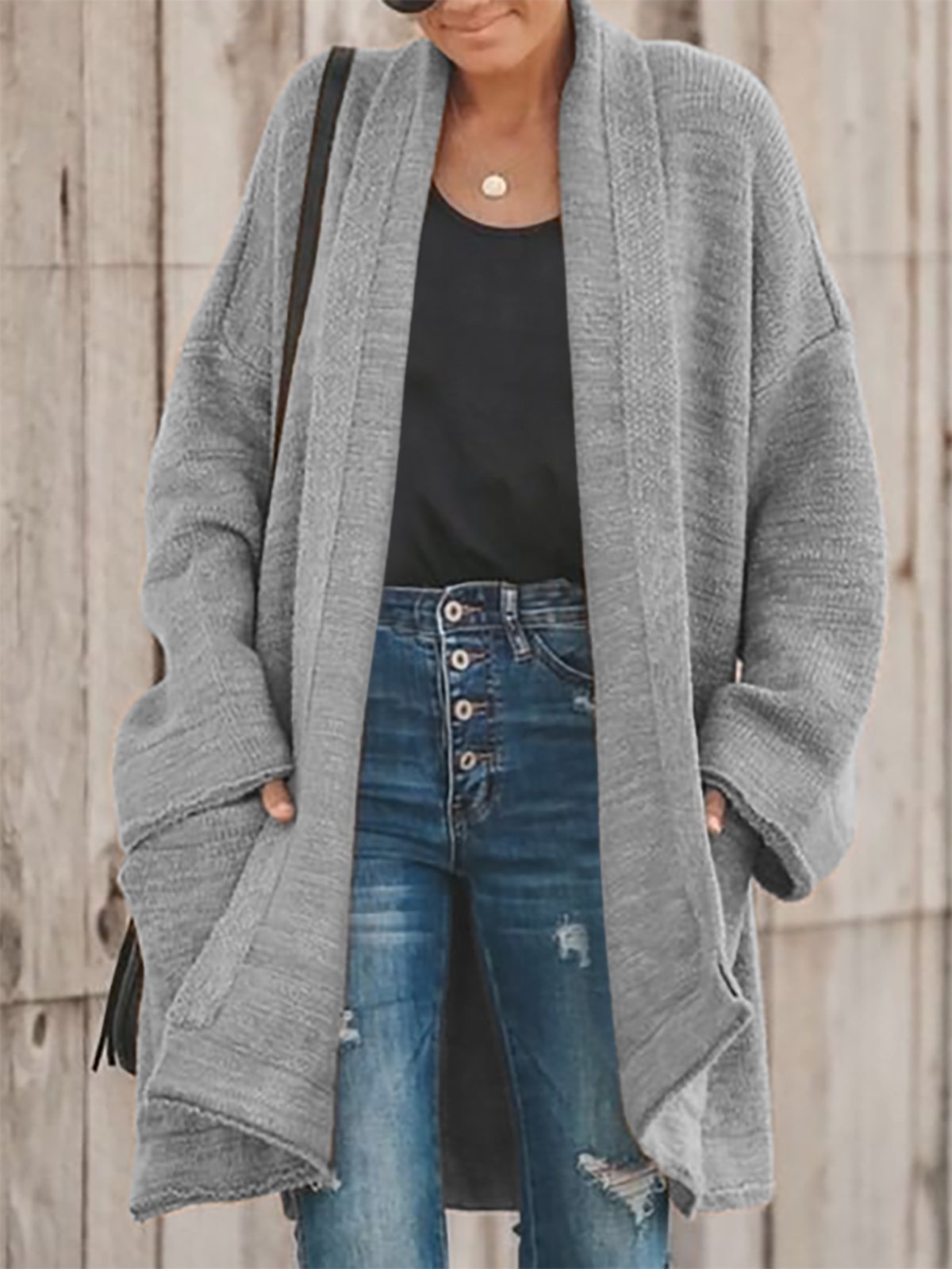 Solid Long Sleeve Casual Outerwear