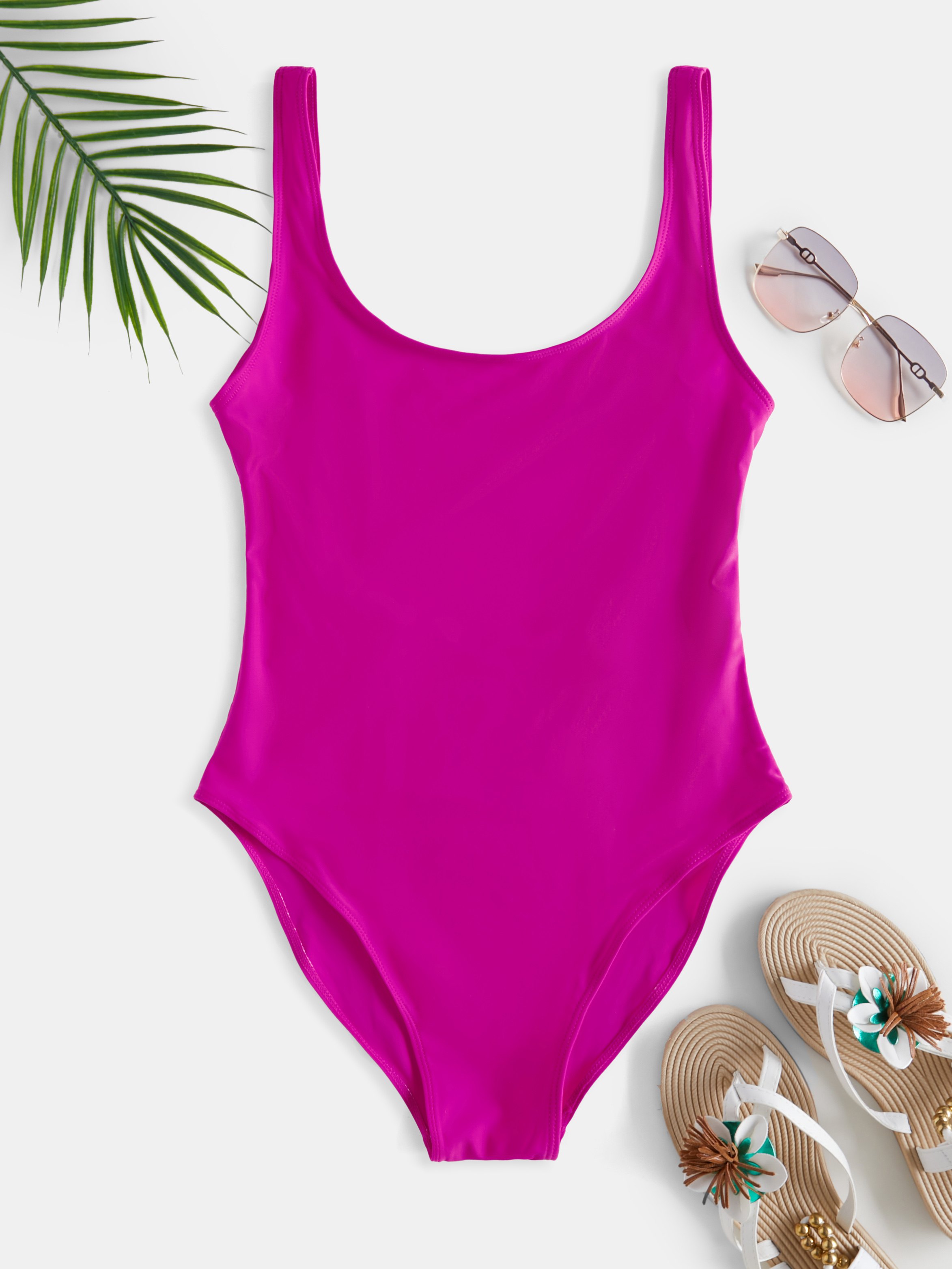 Basic Solid One-Piece Swimsuit