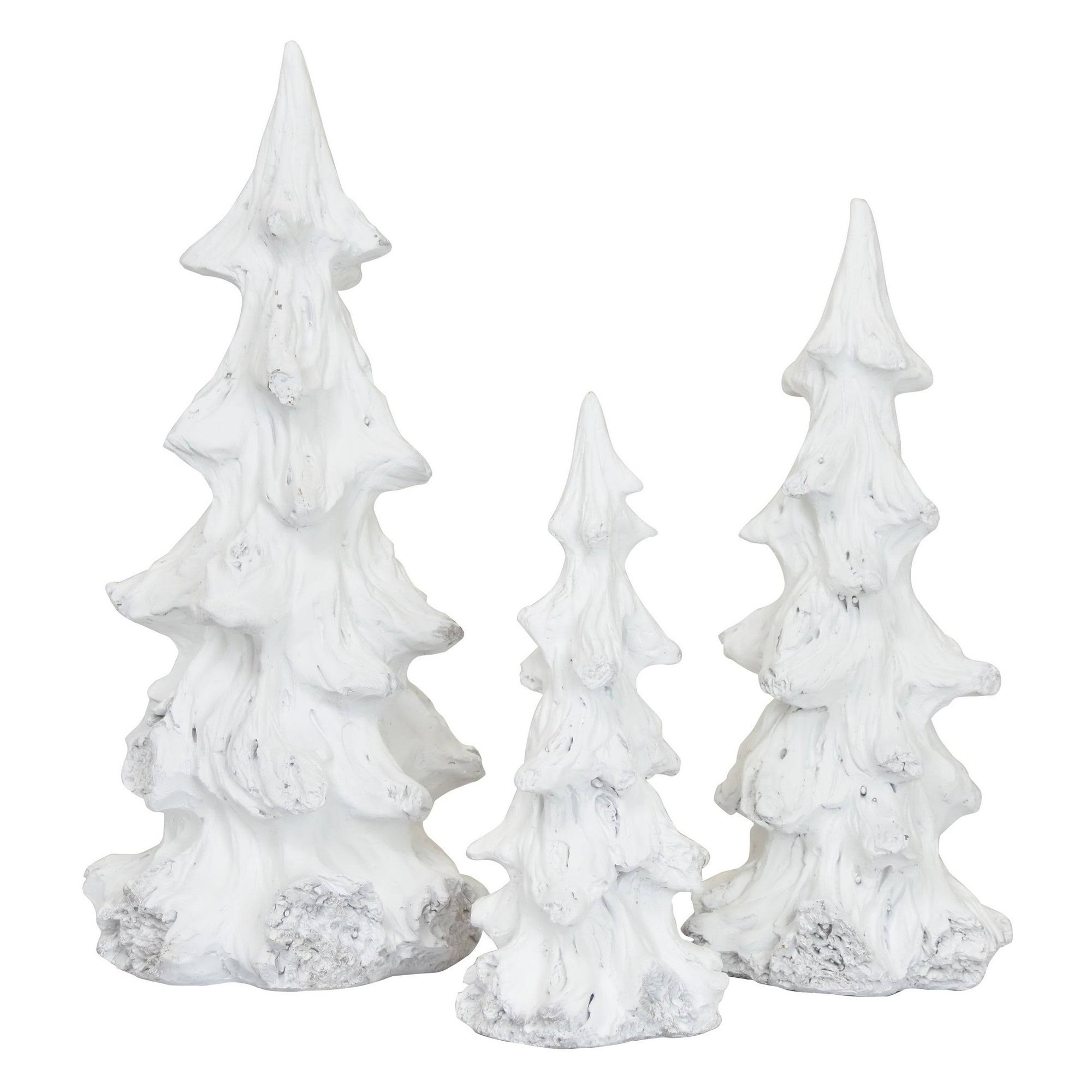 Plutus Brands Tree Tabletop in White Resin Set of 3