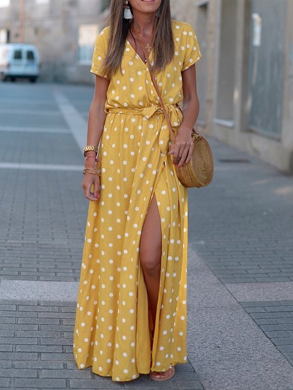 Holiday Floral-Print Polka Dots Dresses