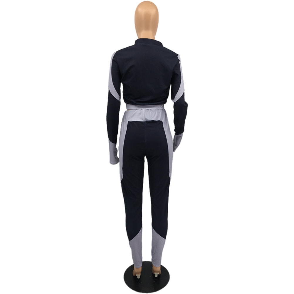 Autumn Contrast Two Piece Tight Jogging Set