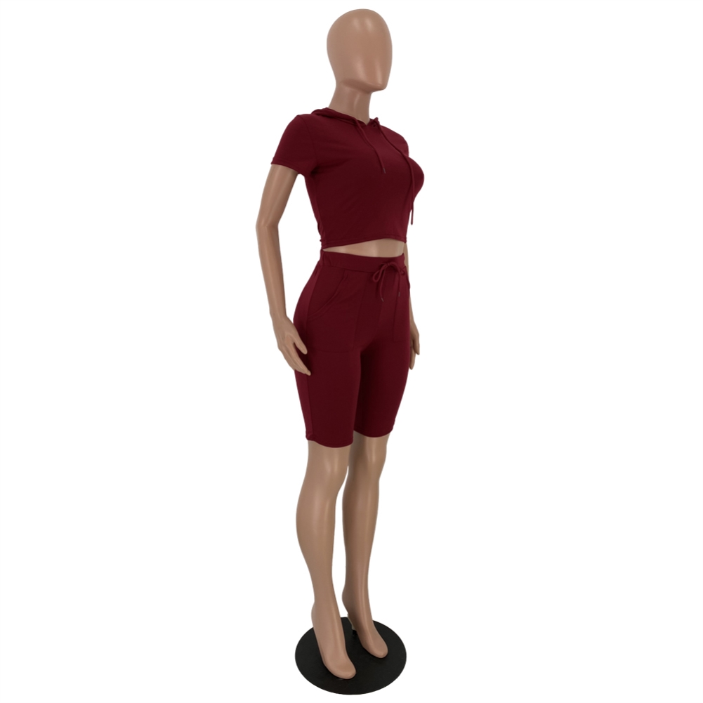 Summer Sports Two Piece Plain Short Set