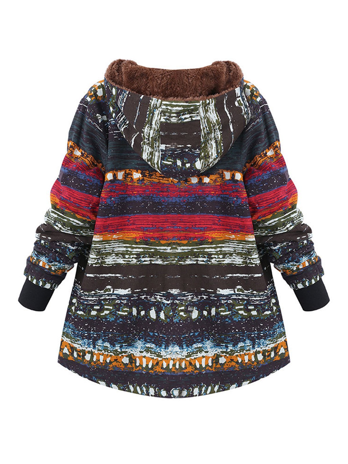 Multicolor Printed Long Sleeve Hoodie Coat