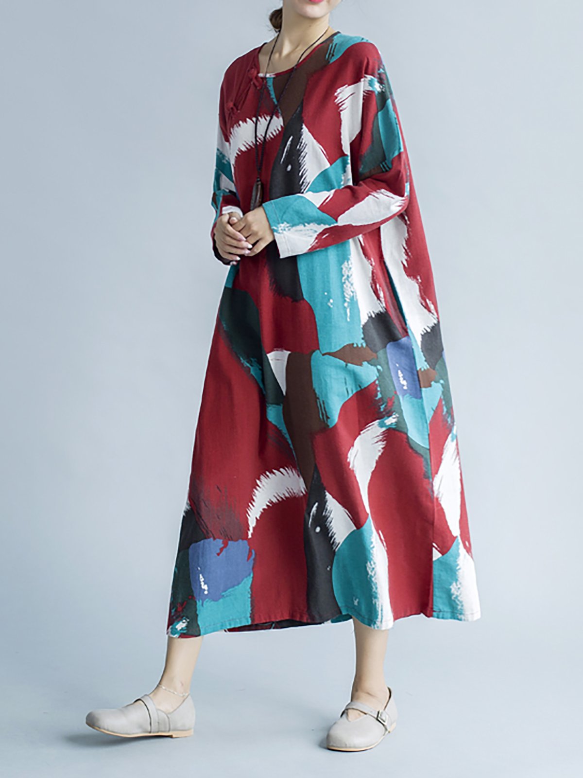 Pink A-line Floral Basic Casual Dress