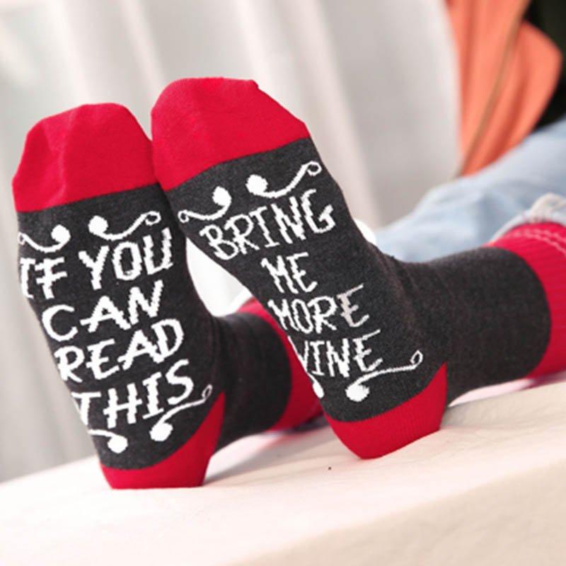 Black Cotton Letter Casual Socks