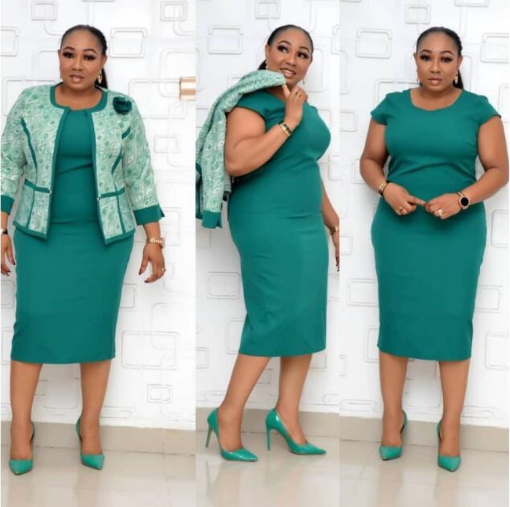 Plus Size African Mature Two Piece Dress