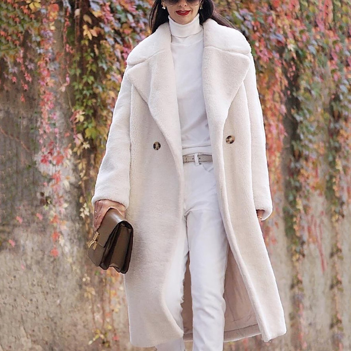 Fashion Lapel Collar Plain Floss Two Buttons  Long Coat