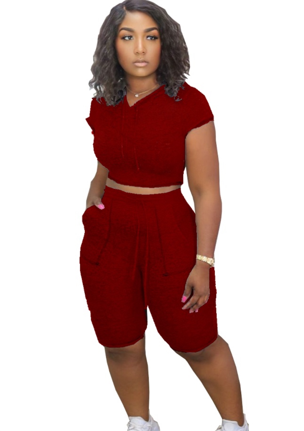 Summer Sports Two Piece Plain Short Set