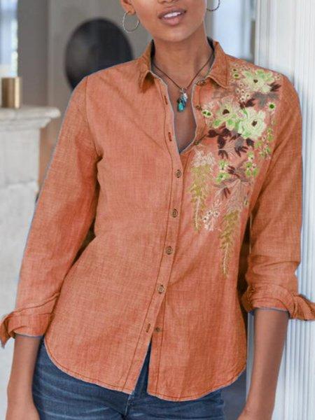 Shirt Collar Long Sleeve Shirts & Tops