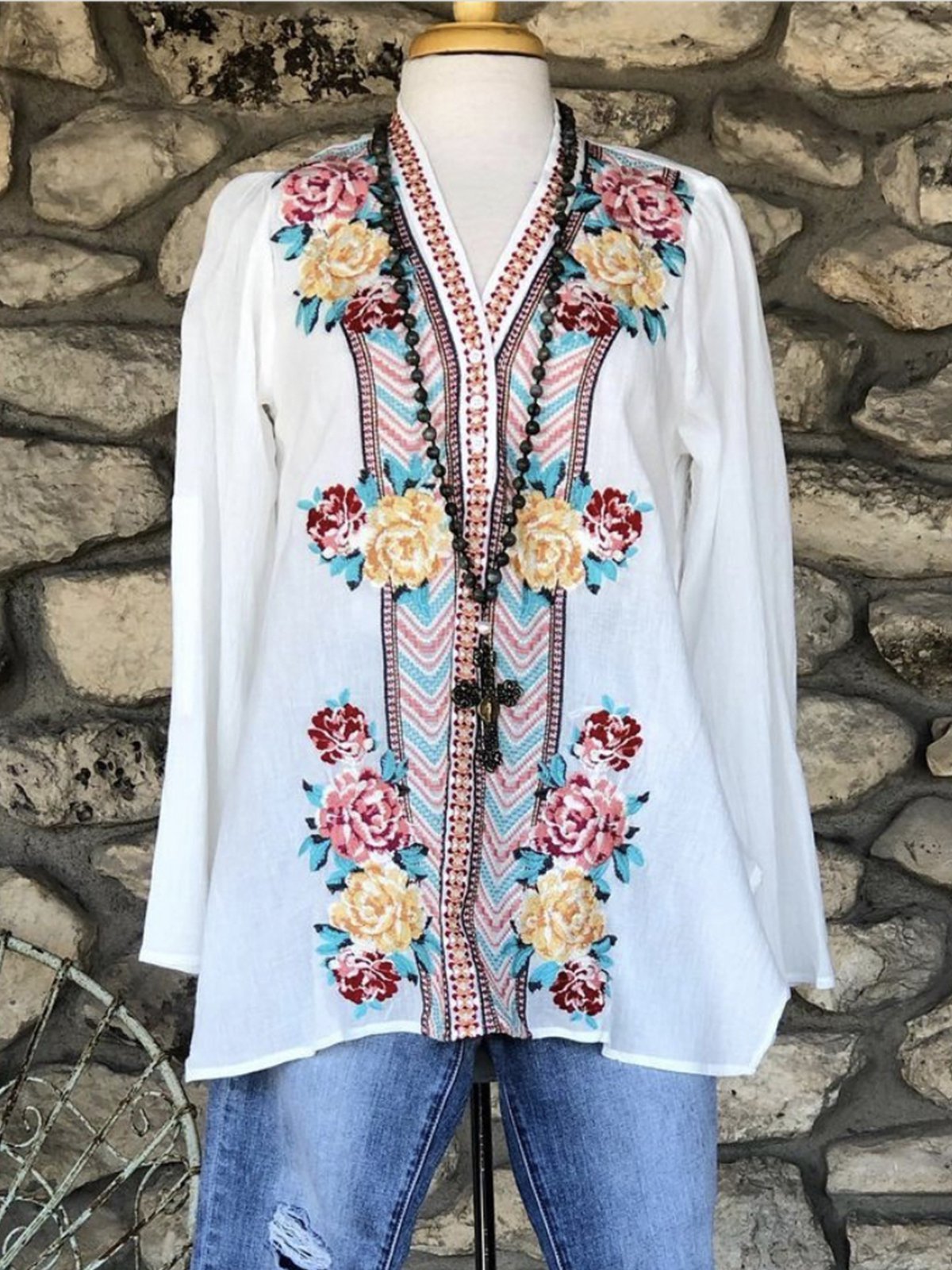 Vintage Shift Floral-Print Shirts & Tops