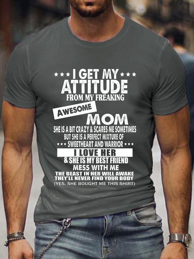 I Get A Awesome Mom Crew Neck Shirts & Tops