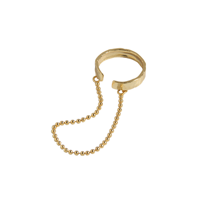 370韩版INS小众设计感极简冷淡风气质圆珠链不规则S925纯银戒指女