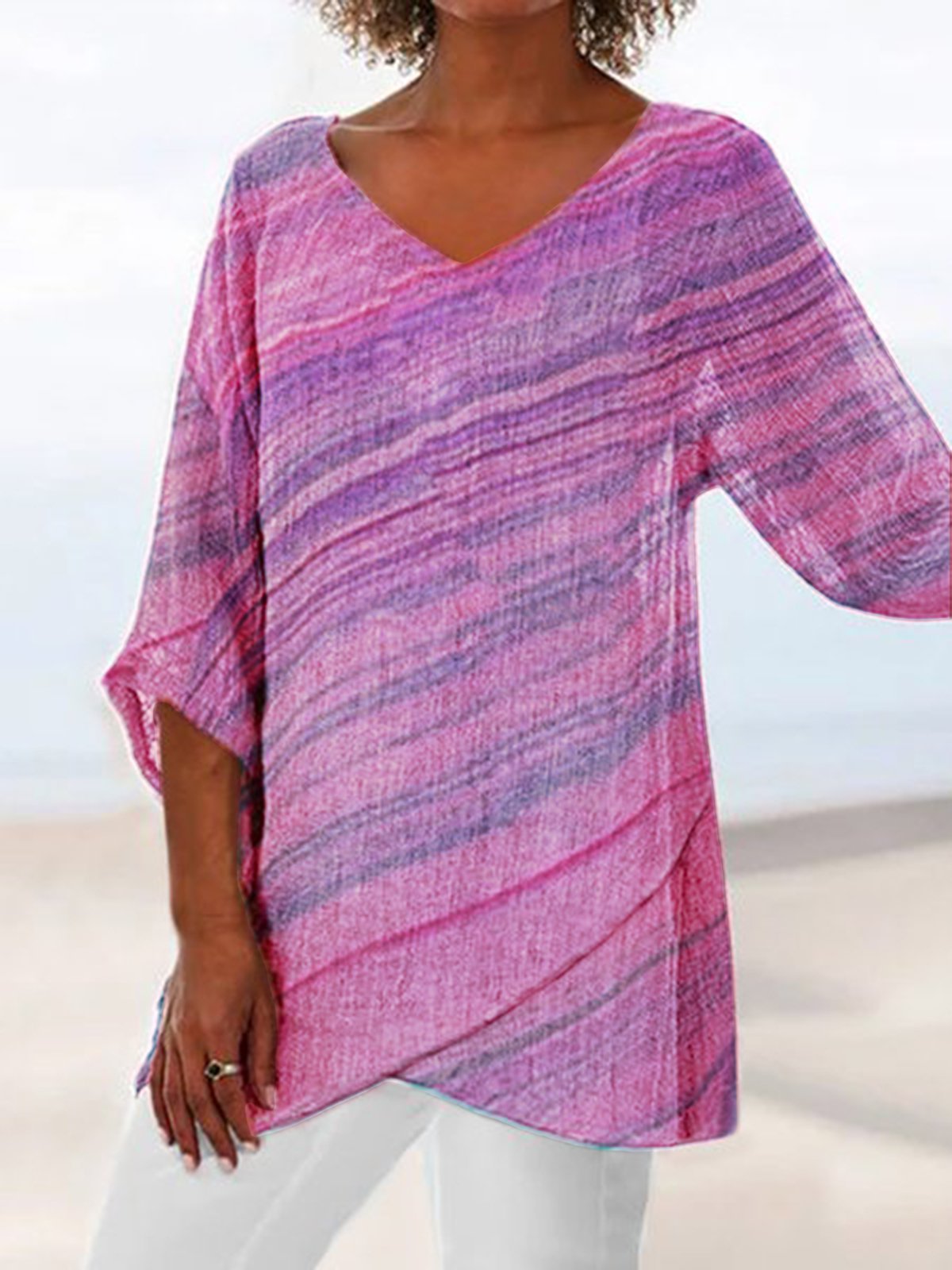 Vintage Half Sleeve Printed Half Sleeve Blouse