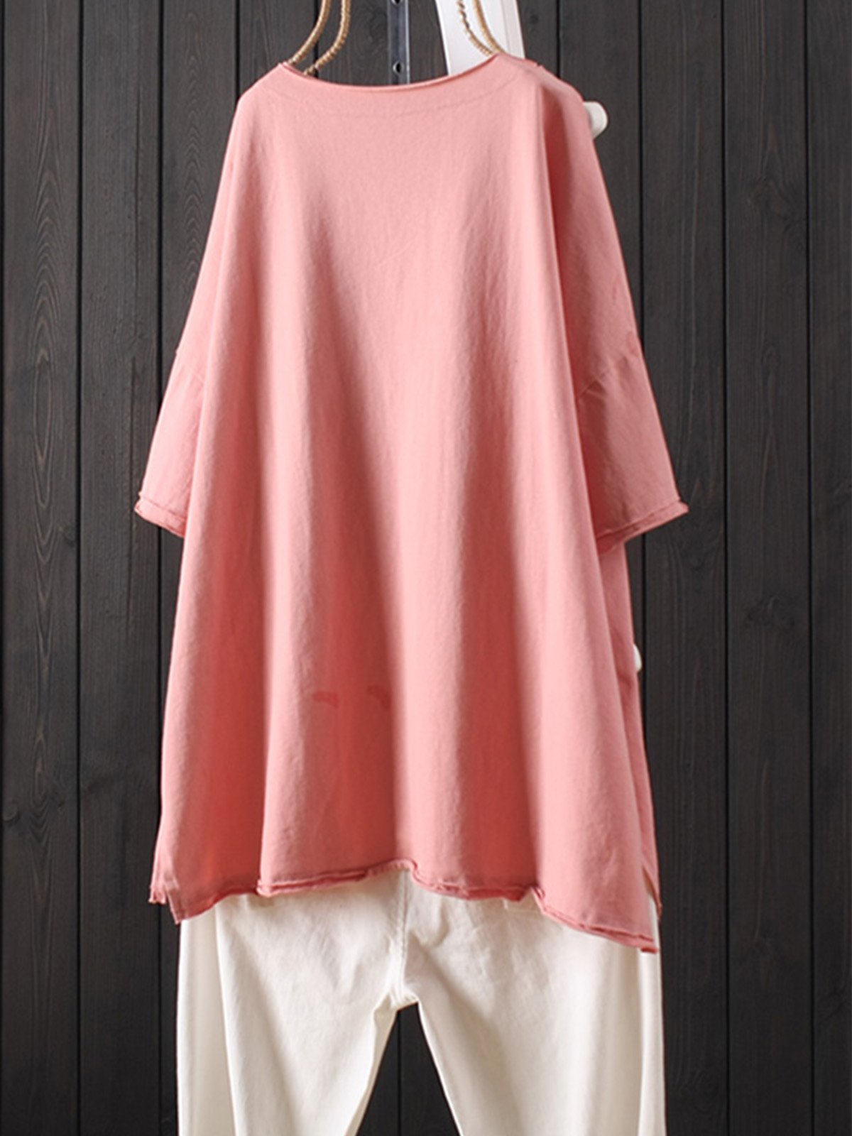 Printed Cotton-Blend Short Sleeve Casual Shirts & Tops