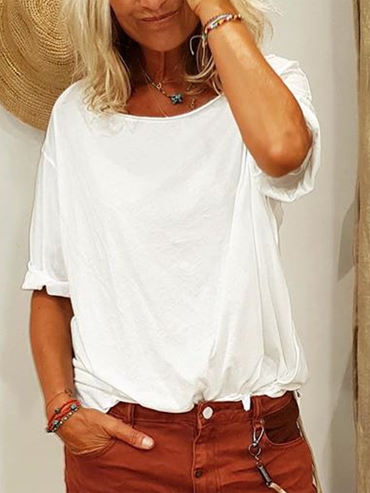 Short Sleeve Solid Casual Shirts & Tops