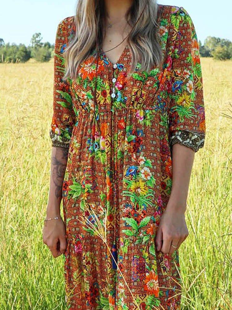 Bohemian vacation casual chiffon dress