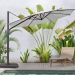 10 FT Patio Cantilever Umbrella, Offset, UV Protection, and Cross Base (Light Grey)