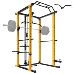 MAJOR LUTIE Power Cage, 1200LBS Power Rack with LAT Pull Down Pulley System and Landmine Attachment