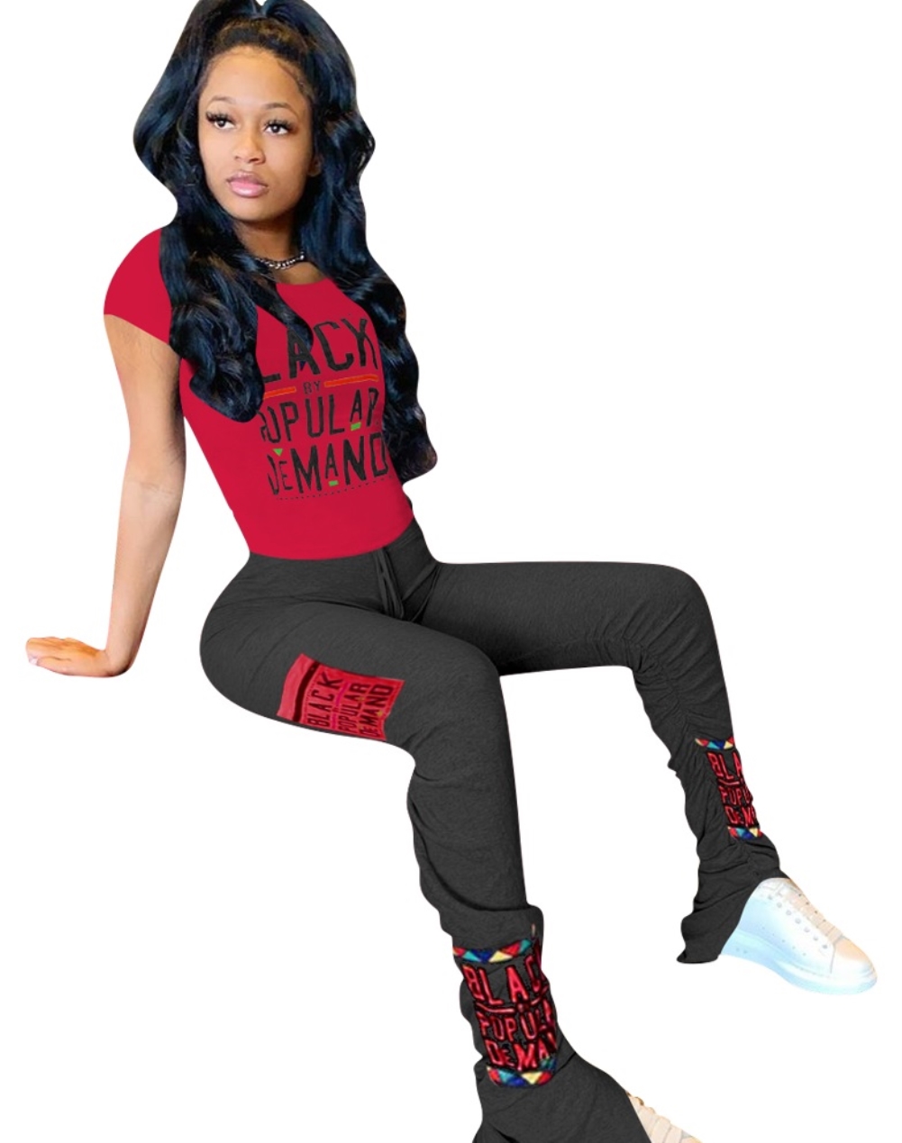 Summer Print Two Piece Stacked Pants Set