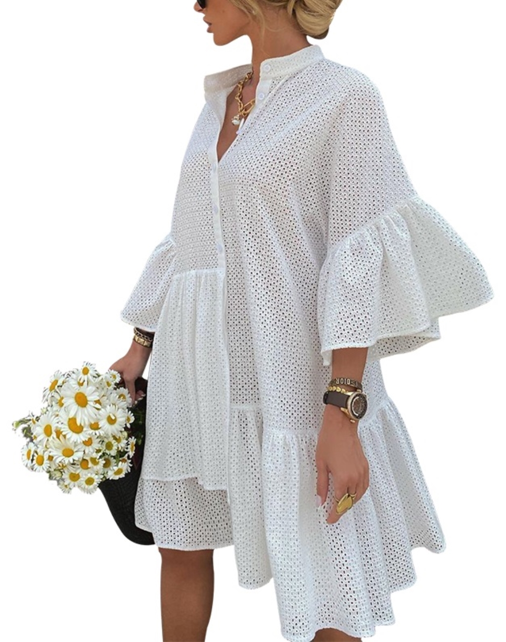 Summer Hollow Out Irregular Beach Dress