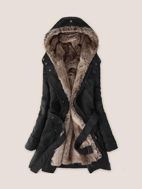 Hooded Rivet Detachable Lining Women's Overcoat