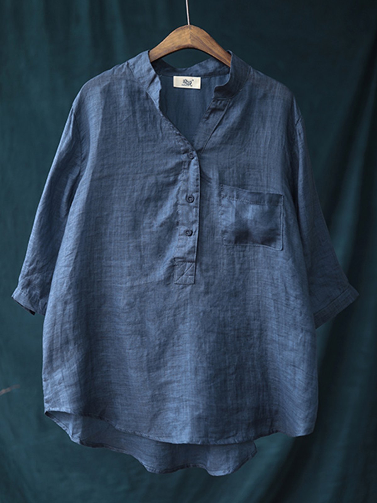 Plus Size Women Half Sleeve V Neck  Solid Casual Tops