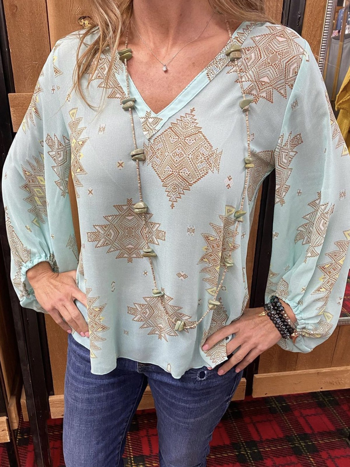 Boho Geometric Vintage Shirts & Tops