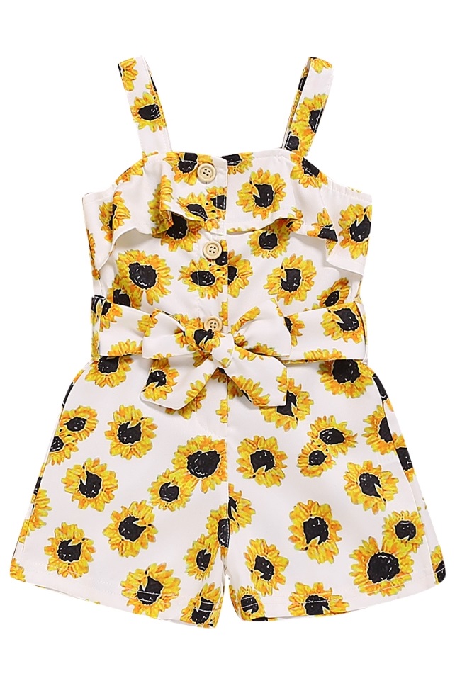 Kids Girl Summer Floral Straps Rompers